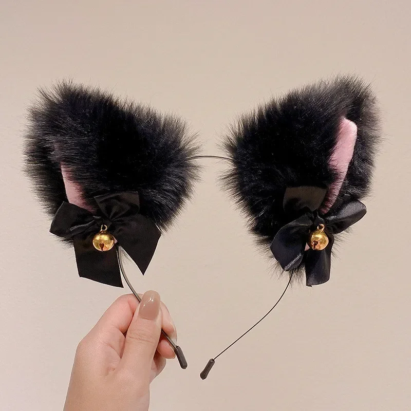 Plush Cat Ears Headband for Women Cartoon Plush Hair Band Anime Cosplay Cute Face Wash Hairband Headware Girls Hair Accessories