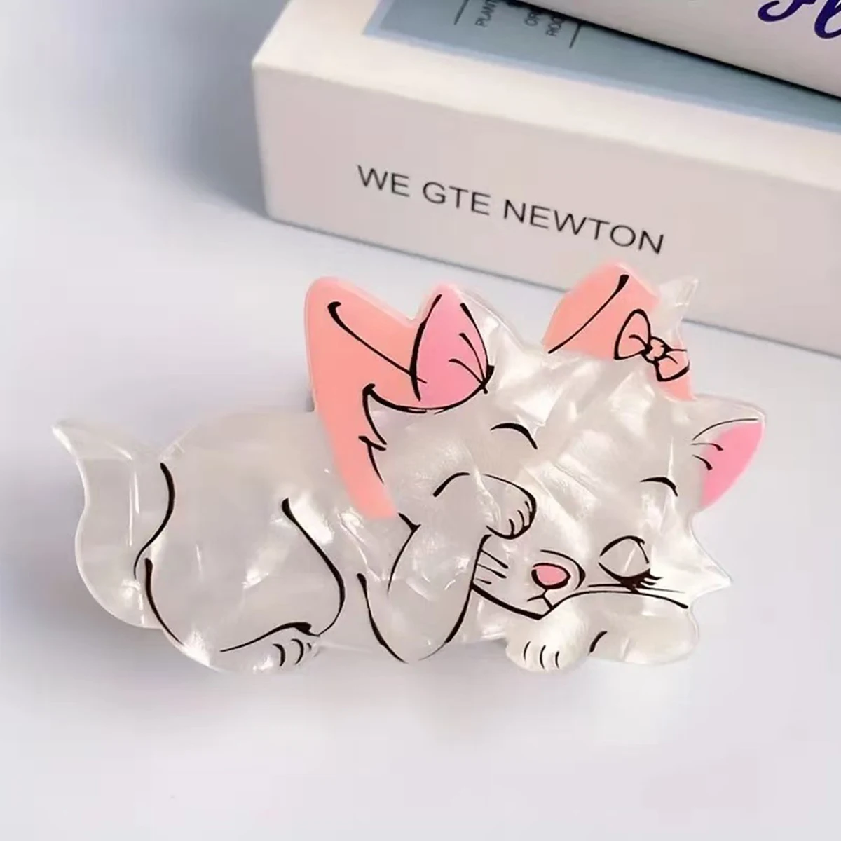 1pc Cartoon Sweet Acrylic Medium Pink Bow Cat Hair Claw, Cute Animal Hair Clip, Daily Ponytail Clip Hair Accessory