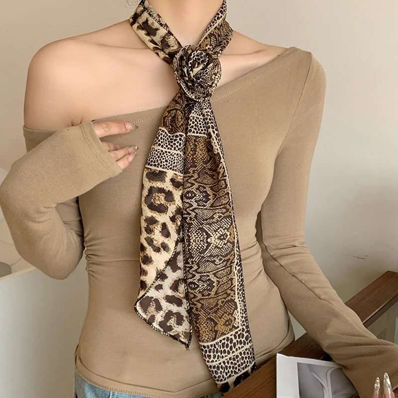 Women French Long Rose Flower Silk Scarf Flutter Shirt Y2K Fashion Temperament Accessories Summer Sunscreen Sunshade Scarfs