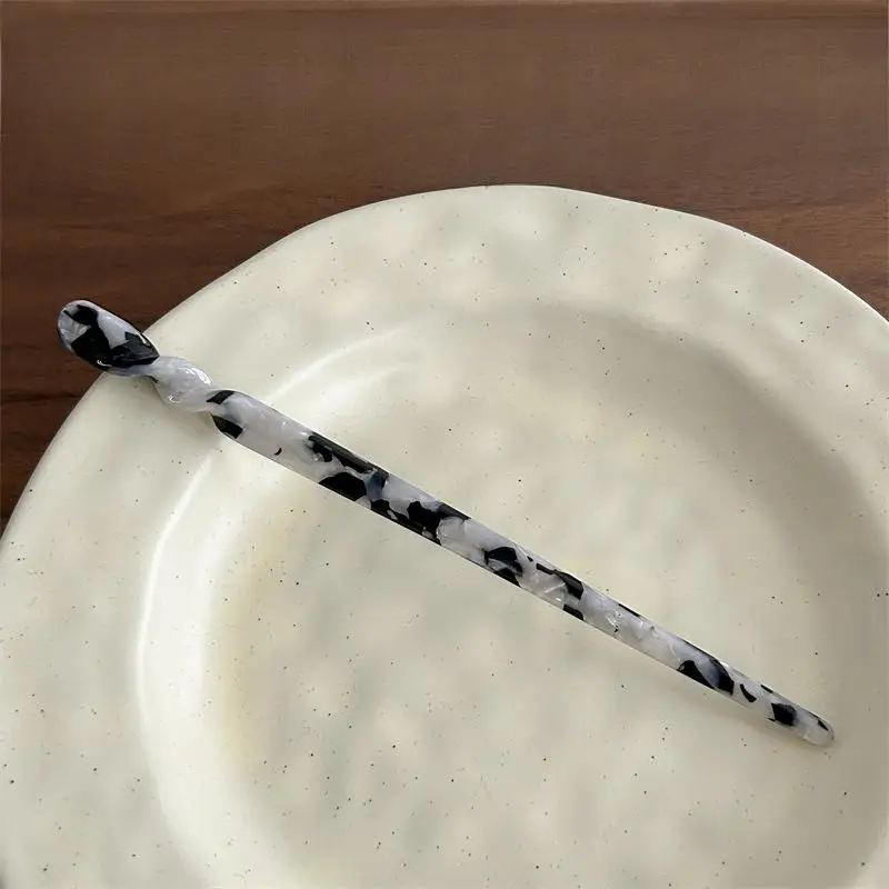 Vintage Leopard Print Hair Sticks Chinese Styles Acetate Chignon Hair Fork For Women Girls Party Bun Hairstyle Accessories