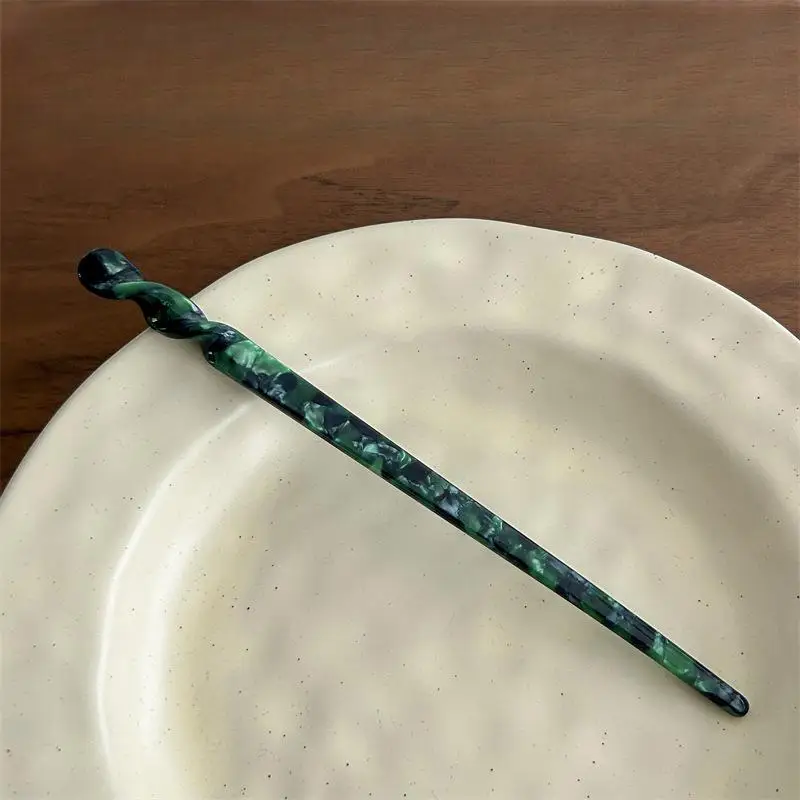 Vintage Leopard Print Hair Sticks Chinese Styles Acetate Chignon Hair Fork For Women Girls Party Bun Hairstyle Accessories