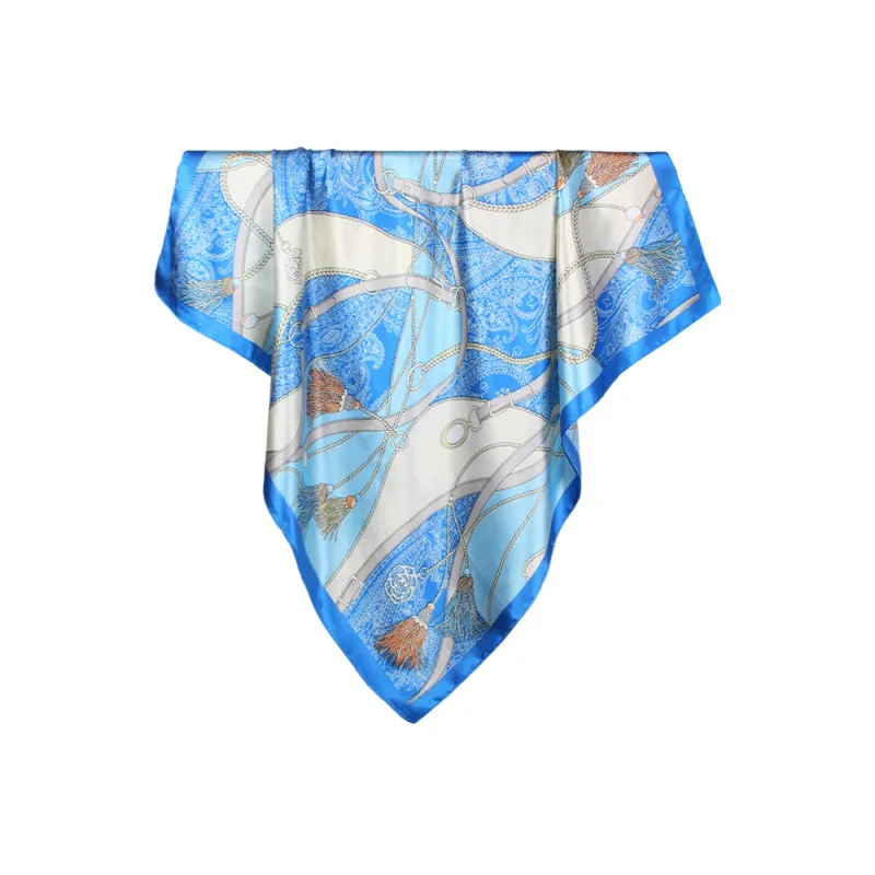 90cm The Four Seasons Fashion Versatile Women's Belt Rope Tassel Decoration Simulation Silk Scarf Large Square Scarf Shawl Scarf