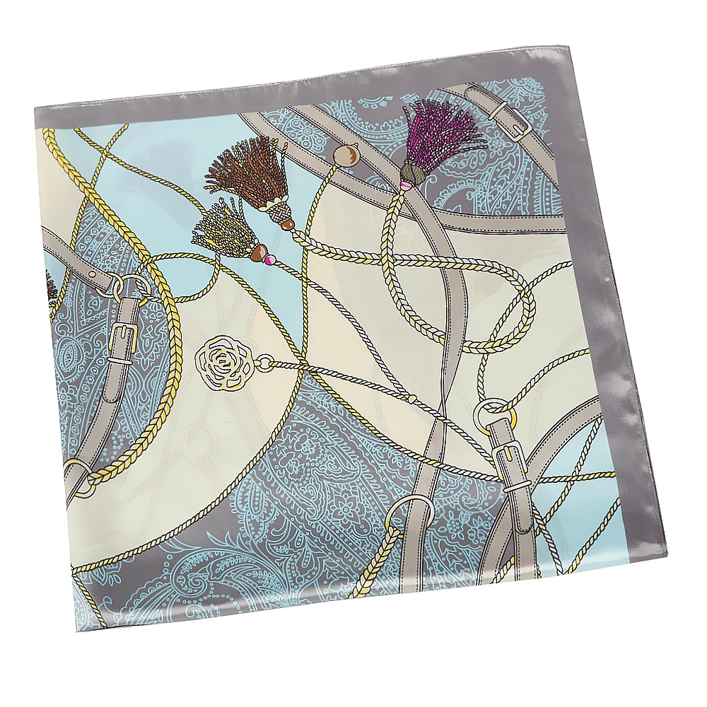 90cm The Four Seasons Fashion Versatile Women's Belt Rope Tassel Decoration Simulation Silk Scarf Large Square Scarf Shawl Scarf