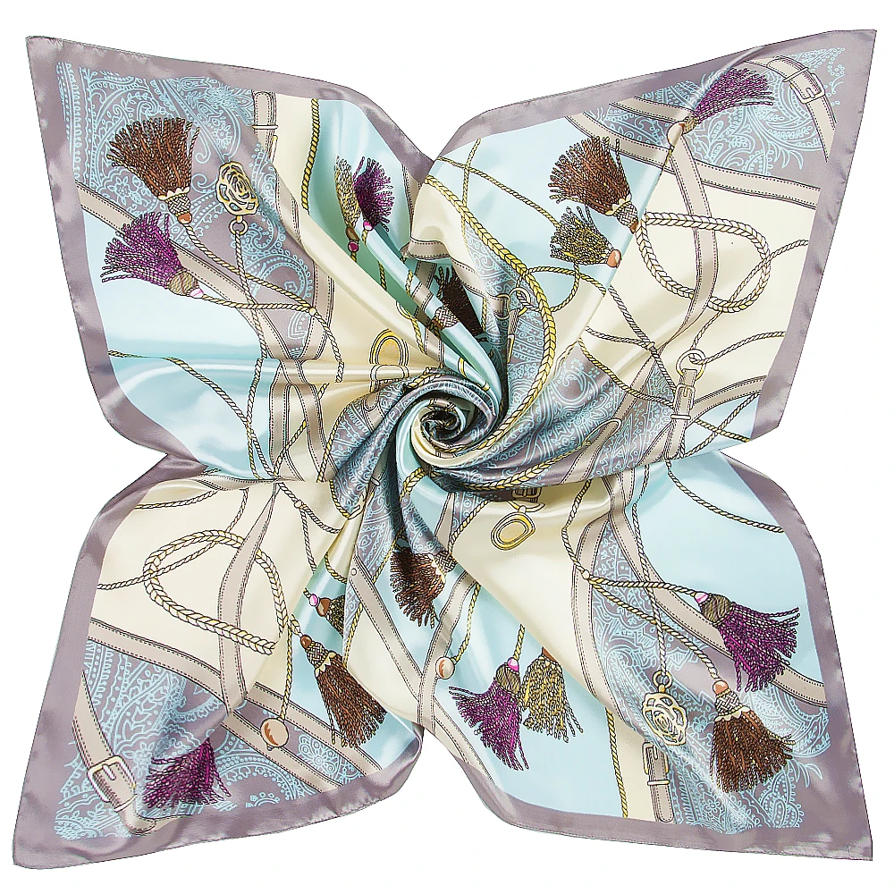 90cm The Four Seasons Fashion Versatile Women's Belt Rope Tassel Decoration Simulation Silk Scarf Large Square Scarf Shawl Scarf