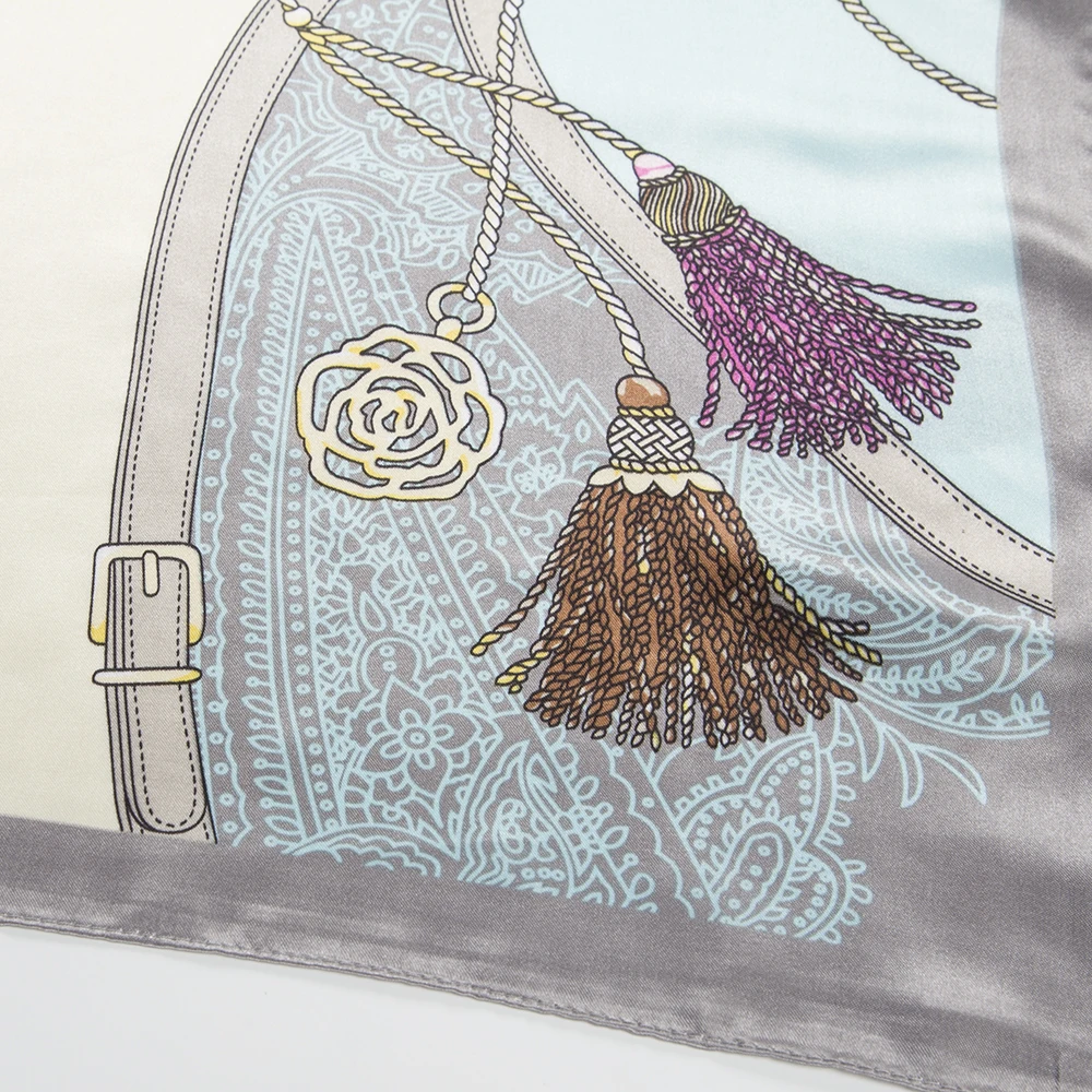 90cm The Four Seasons Fashion Versatile Women's Belt Rope Tassel Decoration Simulation Silk Scarf Large Square Scarf Shawl Scarf