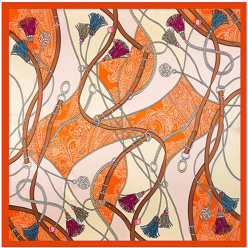 90cm The Four Seasons Fashion Versatile Women's Belt Rope Tassel Decoration Simulation Silk Scarf Large Square Scarf Shawl Scarf