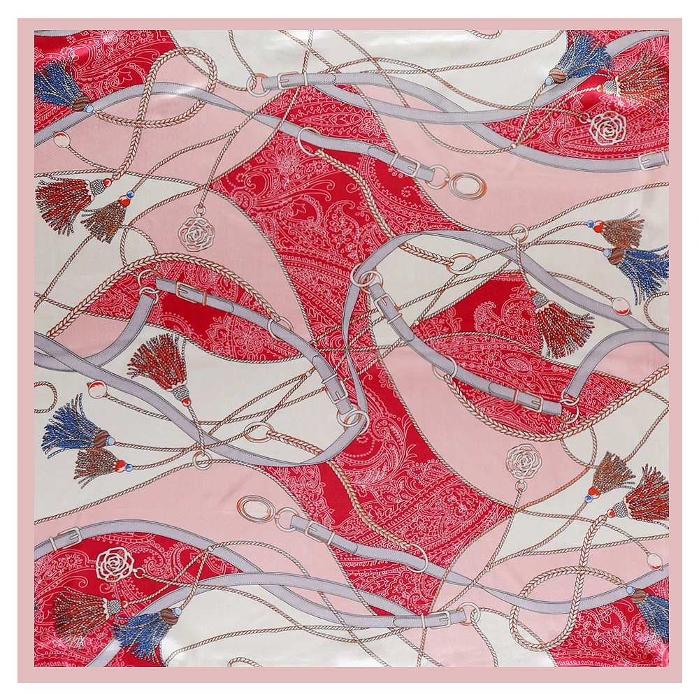 90cm The Four Seasons Fashion Versatile Women's Belt Rope Tassel Decoration Simulation Silk Scarf Large Square Scarf Shawl Scarf