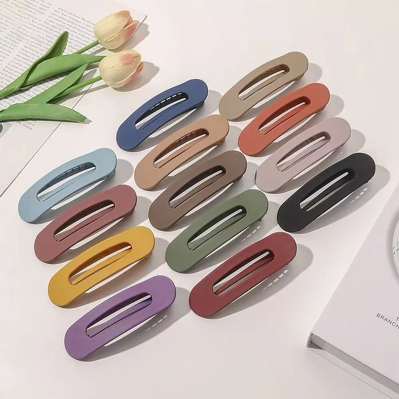 Korean Frosted Large Hair Clips For Women Girl Hair Accesories Fashion Color Solid Acrylic Hairpins Toothed Non-slip BB Barrette