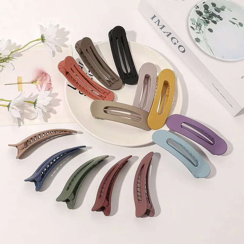 Korean Frosted Large Hair Clips For Women Girl Hair Accesories Fashion Color Solid Acrylic Hairpins Toothed Non-slip BB Barrette