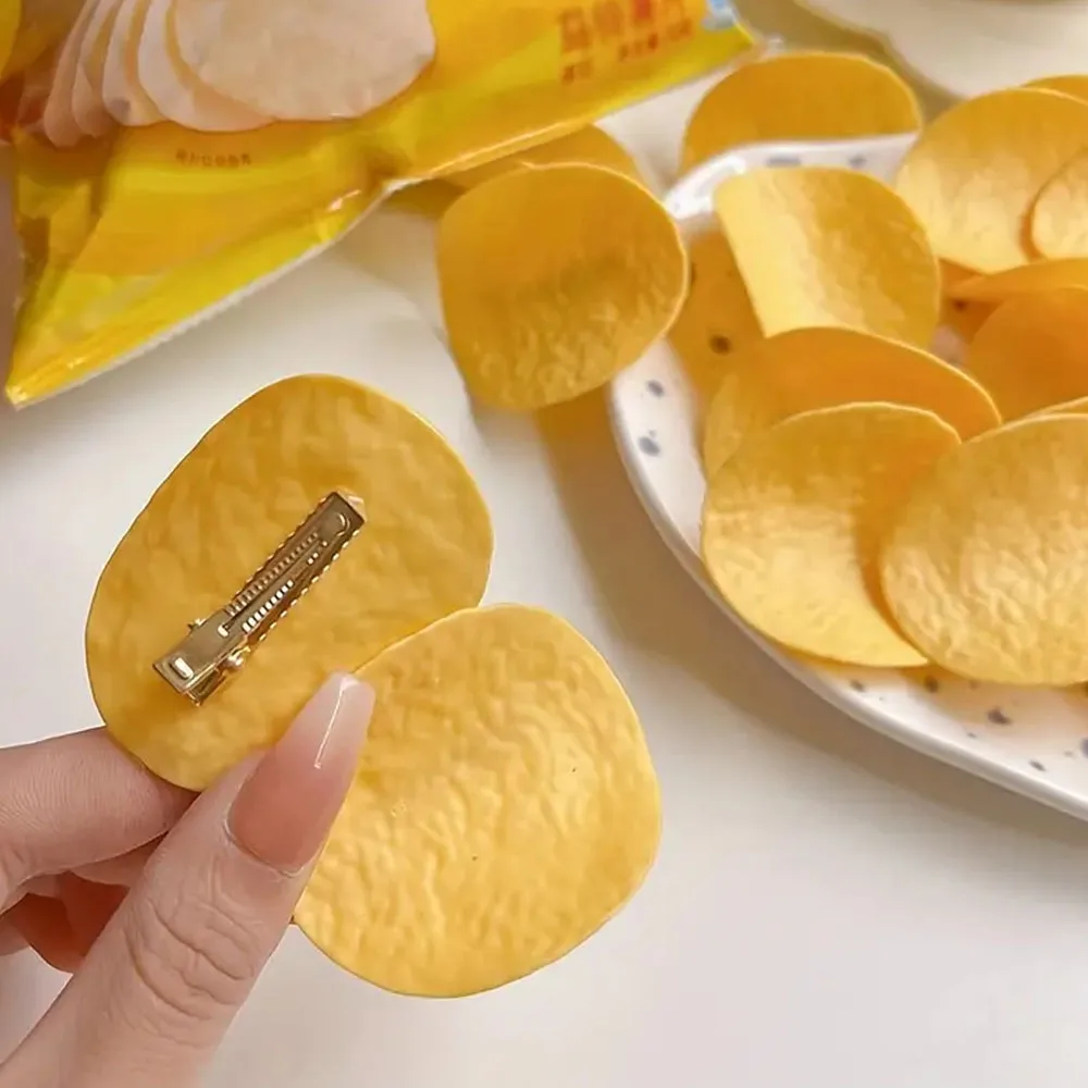2/4/6Pcs Funny Hair Clips Simulated Potato Chip Hairpin Creative Cute Students Duck Bill Clip Side Clip Hair Accessories 2025
