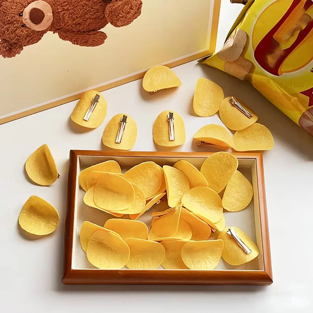 2/4/6Pcs Funny Hair Clips Simulated Potato Chip Hairpin Creative Cute Students Duck Bill Clip Side Clip Hair Accessories 2025