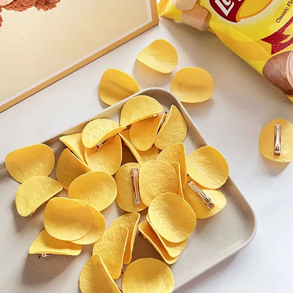 2/4/6Pcs Funny Hair Clips Simulated Potato Chip Hairpin Creative Cute Students Duck Bill Clip Side Clip Hair Accessories 2025