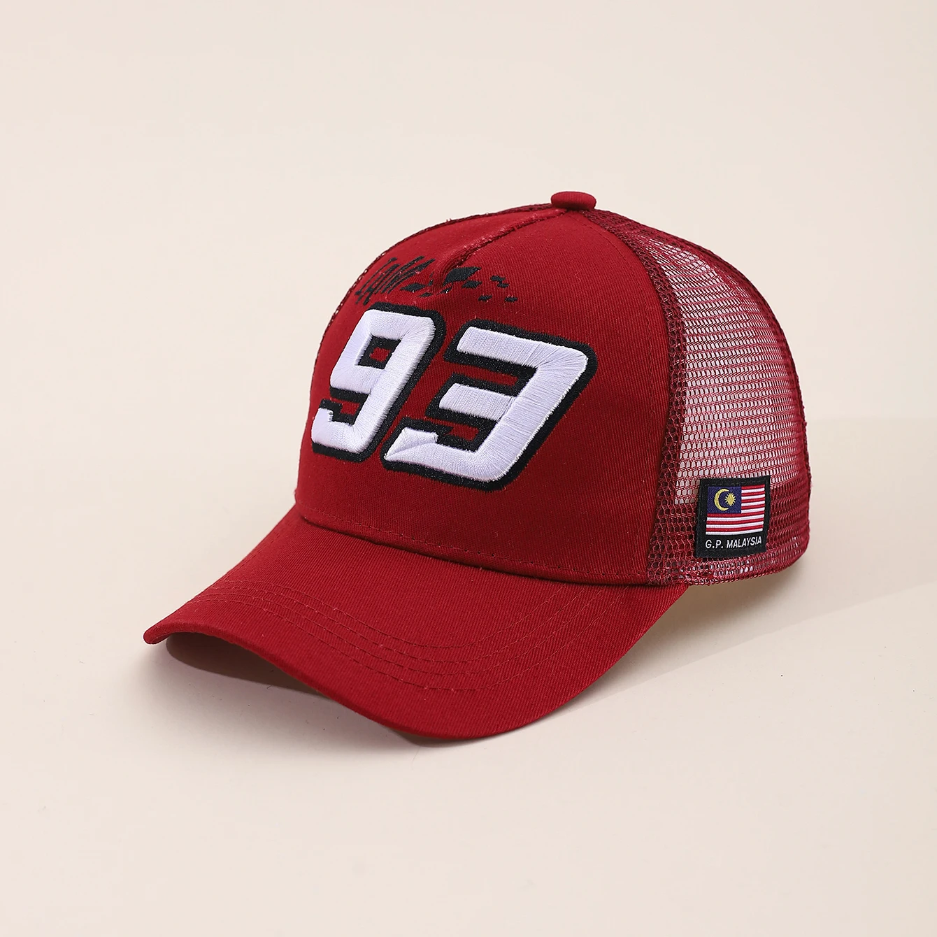 Summer Hat Motorcycle 93 Embroidered Baseball Hat Men's Off road Cycling Racing Hat Outdoor Breathable Sunshade Mesh Truck Hat