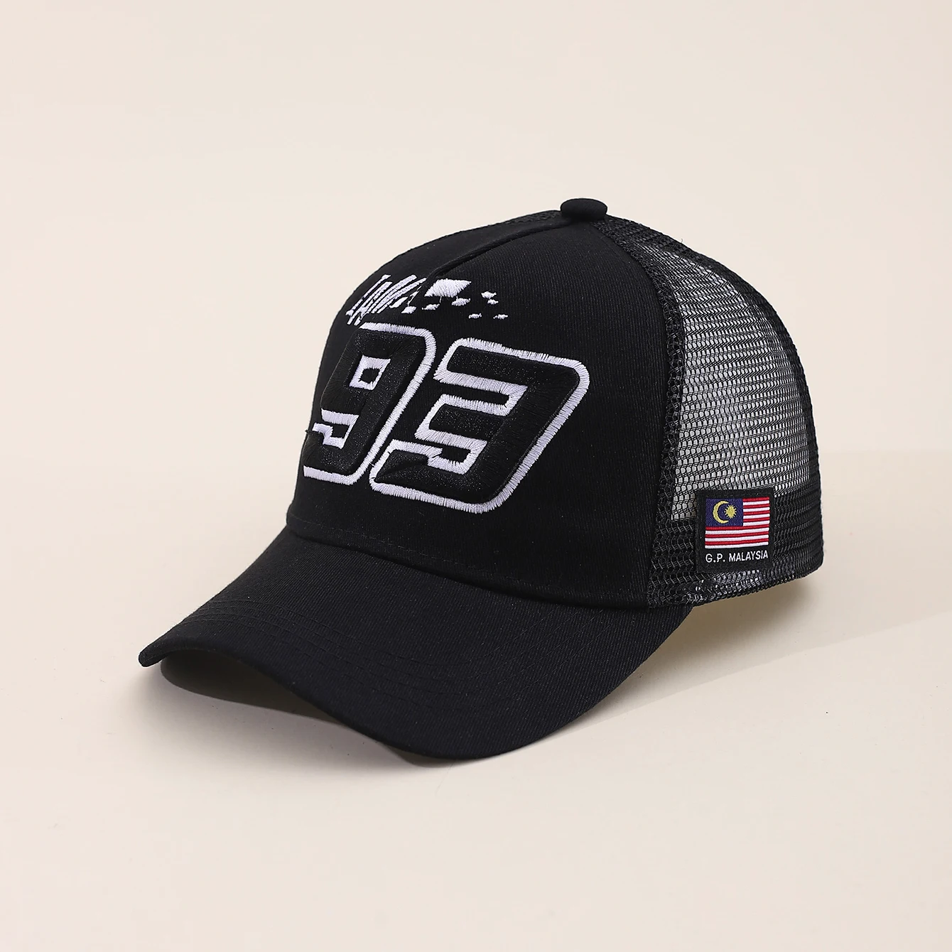 Summer Hat Motorcycle 93 Embroidered Baseball Hat Men's Off road Cycling Racing Hat Outdoor Breathable Sunshade Mesh Truck Hat