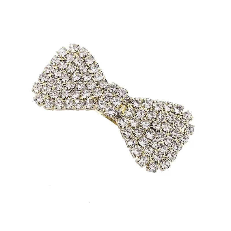The new bow hairpin with diamond-encrusted edge clip Beautiful rhinrhine-spring clip BB clip is suitable for everyday wear