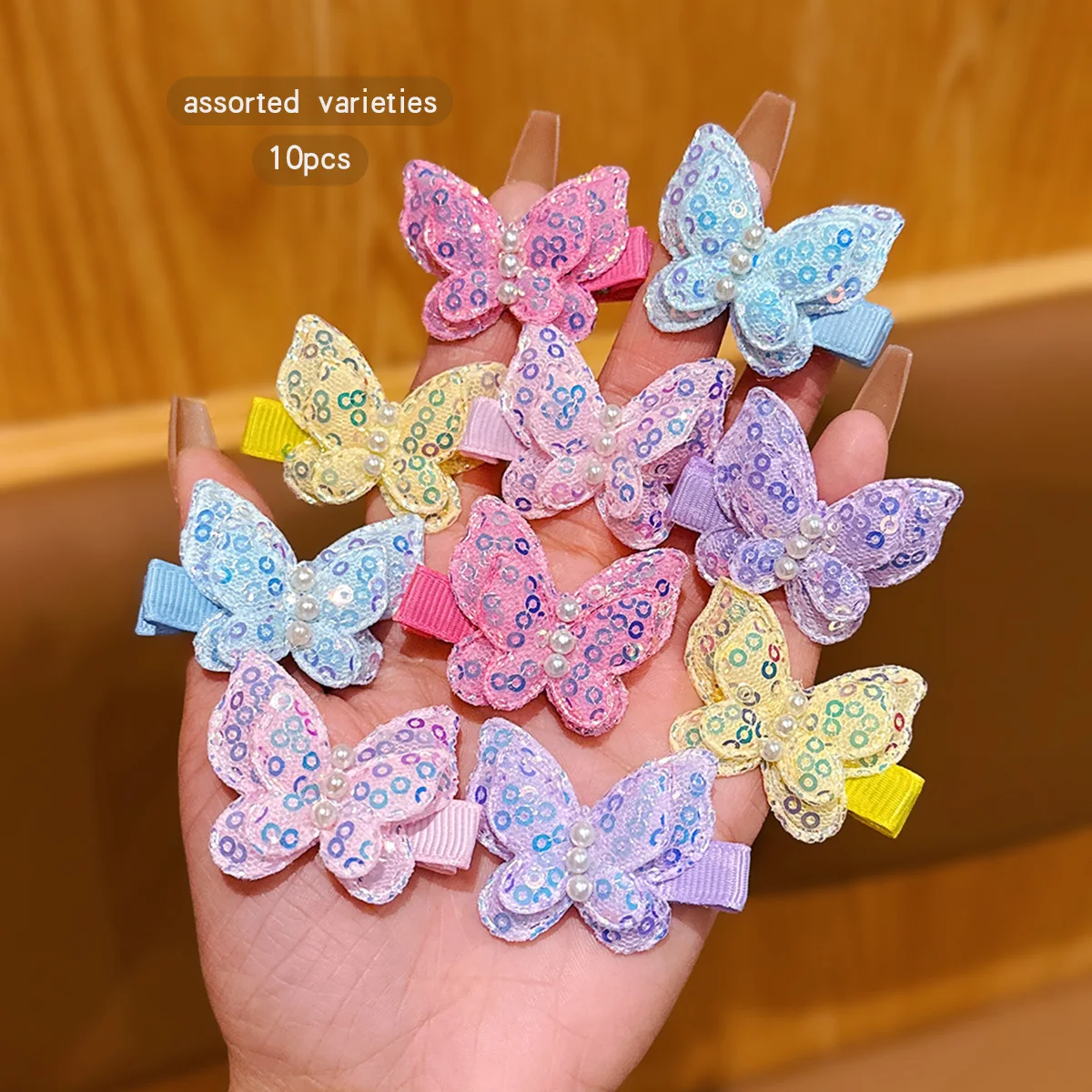 10 colorful random butterfly hair clips, sweet and cute clip headwear
