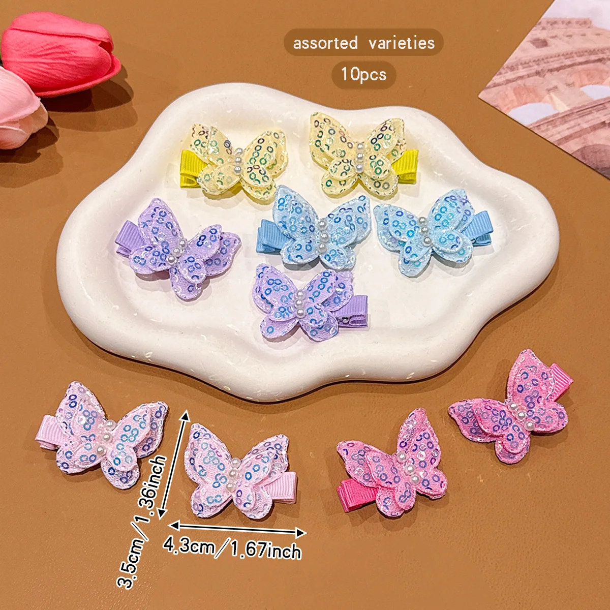 10 colorful random butterfly hair clips, sweet and cute clip headwear