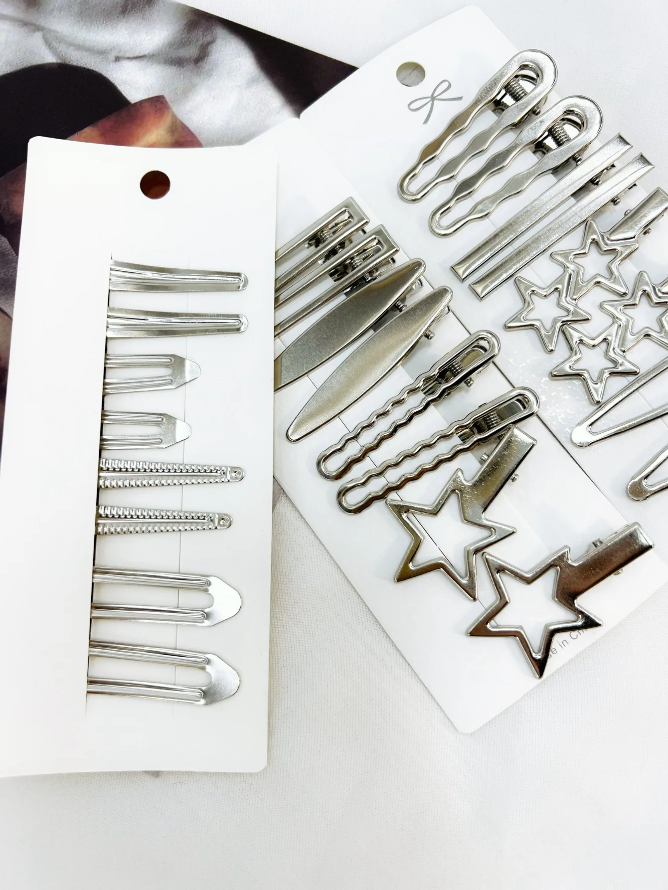 Silver Metal Hairpins for Women Girls Star Hair Clip Multiple Styles Seamless Duckbill Clip Girls Hair Accessoires