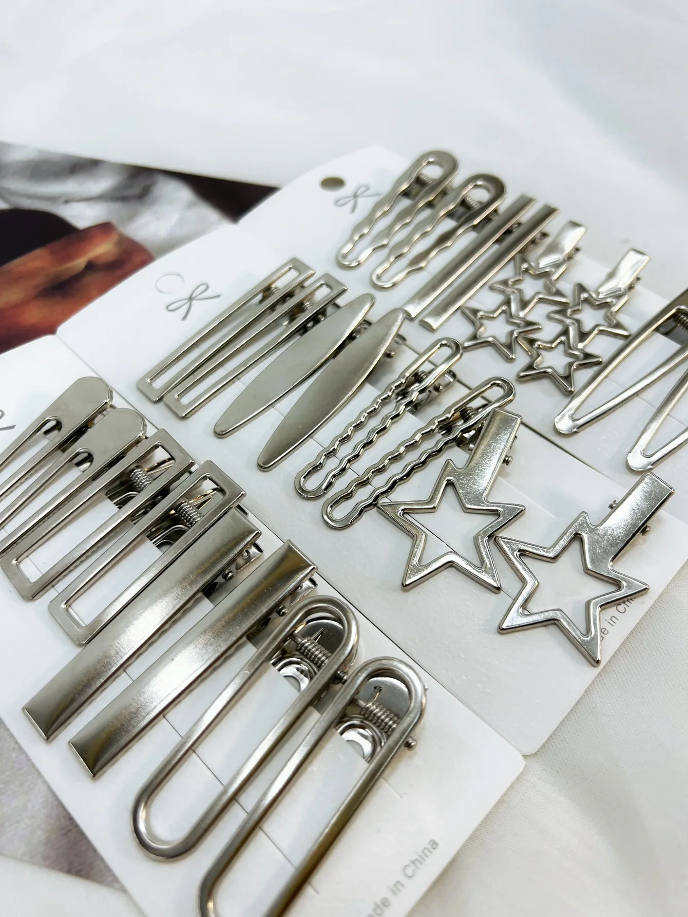 Silver Metal Hairpins for Women Girls Star Hair Clip Multiple Styles Seamless Duckbill Clip Girls Hair Accessoires