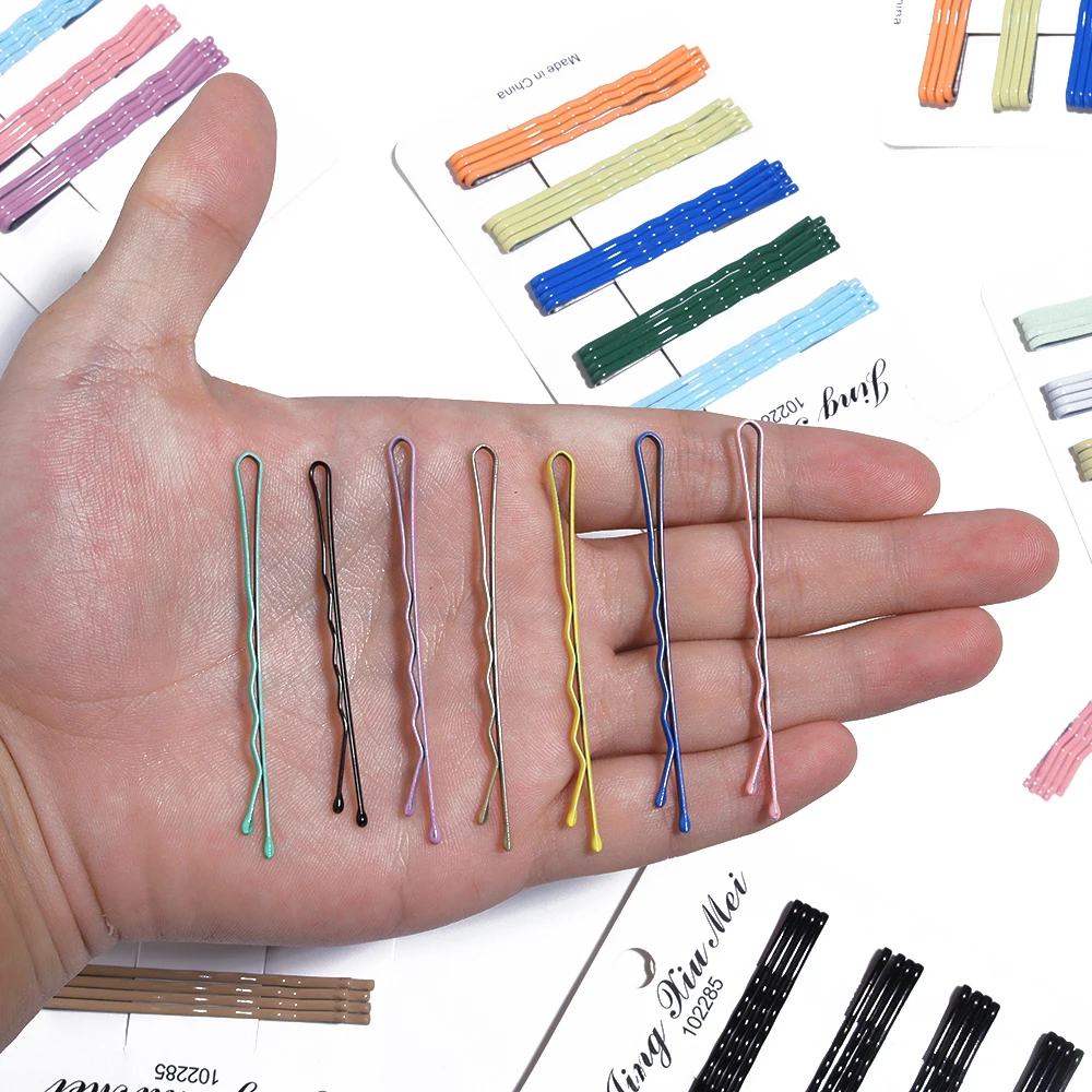 20pcs/lot Colorful Hairpins Metal U-Shaped Hair Clips 6cm Wave Bobby Pins Hairgrip For DIY Women Hair Styling Accessories