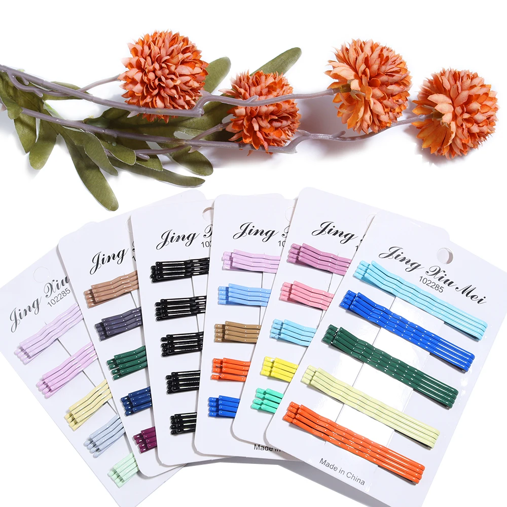 20pcs/lot Colorful Hairpins Metal U-Shaped Hair Clips 6cm Wave Bobby Pins Hairgrip For DIY Women Hair Styling Accessories