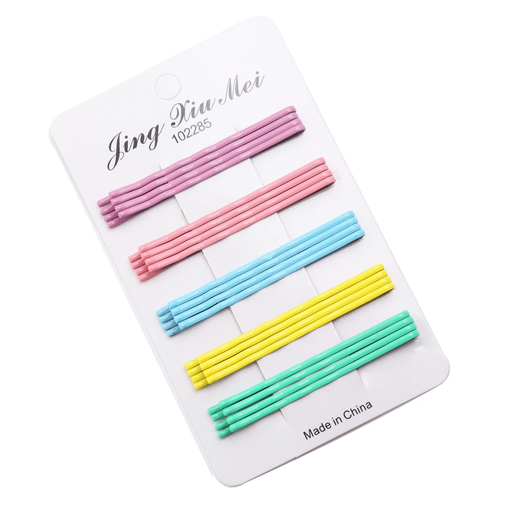 20pcs/lot Colorful Hairpins Metal U-Shaped Hair Clips 6cm Wave Bobby Pins Hairgrip For DIY Women Hair Styling Accessories