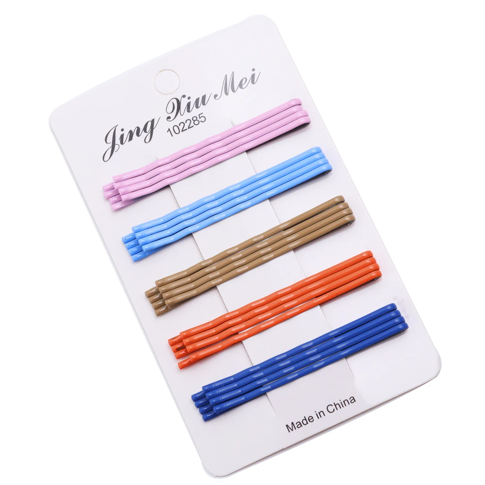 20pcs/lot Colorful Hairpins Metal U-Shaped Hair Clips 6cm Wave Bobby Pins Hairgrip For DIY Women Hair Styling Accessories