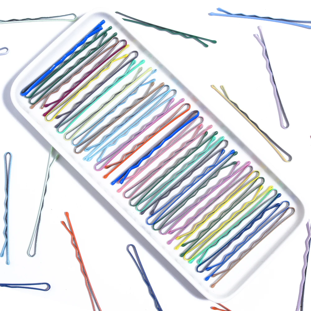 20pcs/lot Colorful Hairpins Metal U-Shaped Hair Clips 6cm Wave Bobby Pins Hairgrip For DIY Women Hair Styling Accessories