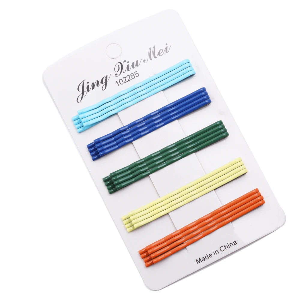 20pcs/lot Colorful Hairpins Metal U-Shaped Hair Clips 6cm Wave Bobby Pins Hairgrip For DIY Women Hair Styling Accessories