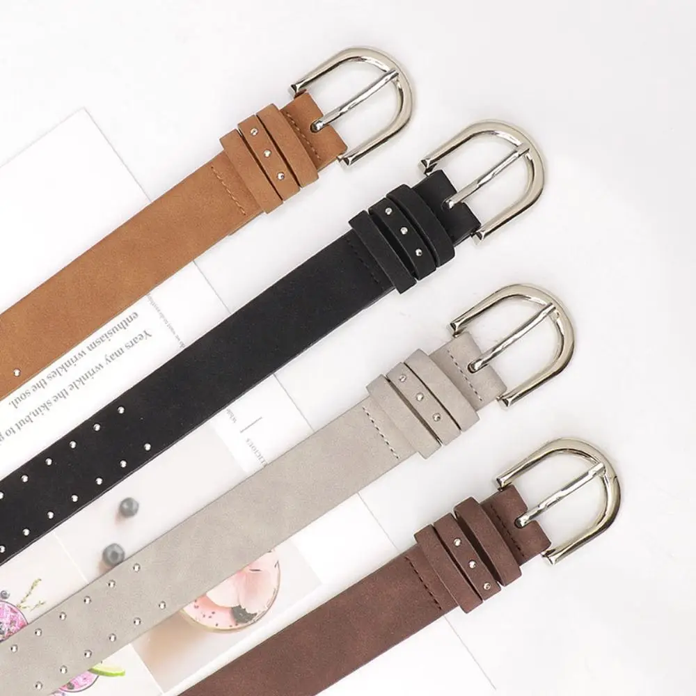 Retro Luxury Design Suede Leather Belt Trendy Casual Punk Rivet Belt Versatile Trouser Dress Belts Women Fashion