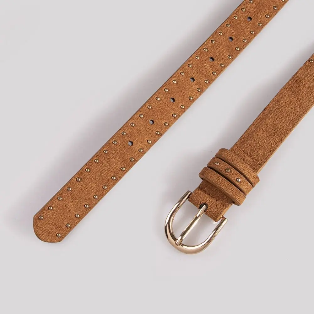 Retro Luxury Design Suede Leather Belt Trendy Casual Punk Rivet Belt Versatile Trouser Dress Belts Women Fashion