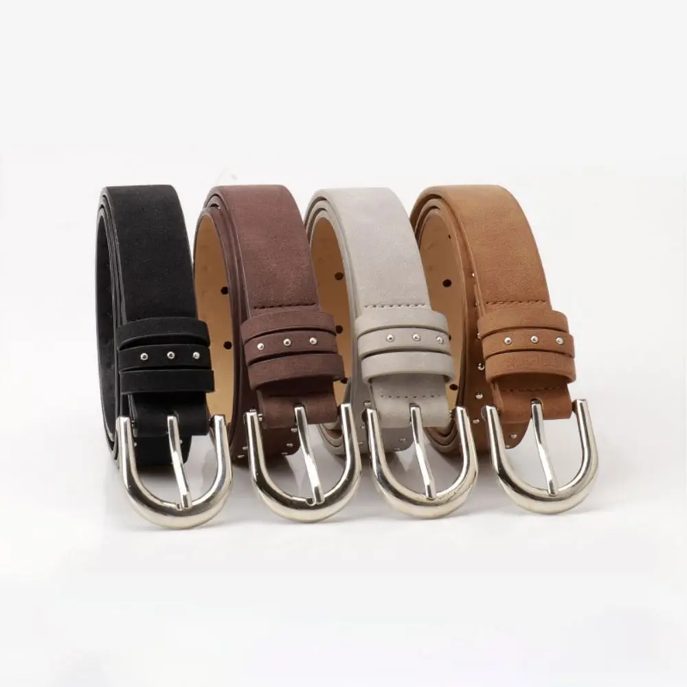 Retro Luxury Design Suede Leather Belt Trendy Casual Punk Rivet Belt Versatile Trouser Dress Belts Women Fashion