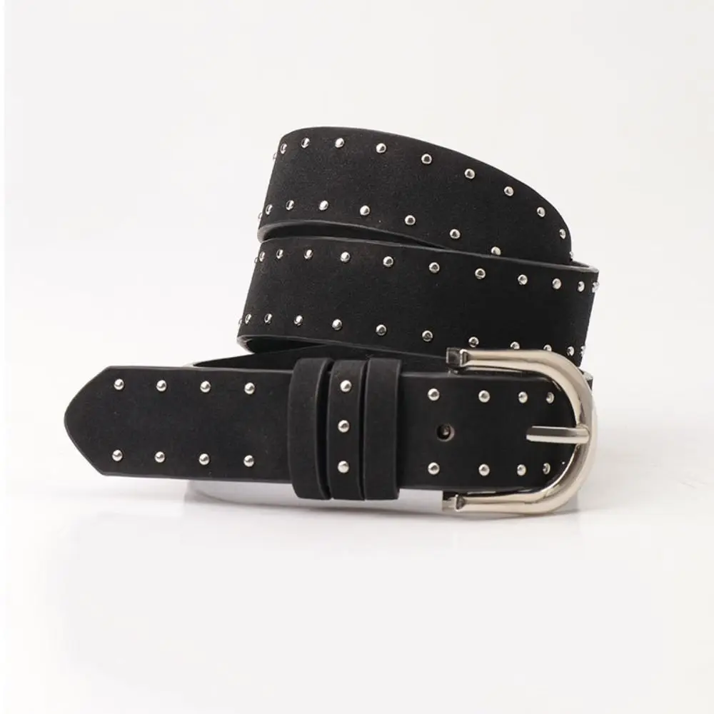 Retro Luxury Design Suede Leather Belt Trendy Casual Punk Rivet Belt Versatile Trouser Dress Belts Women Fashion