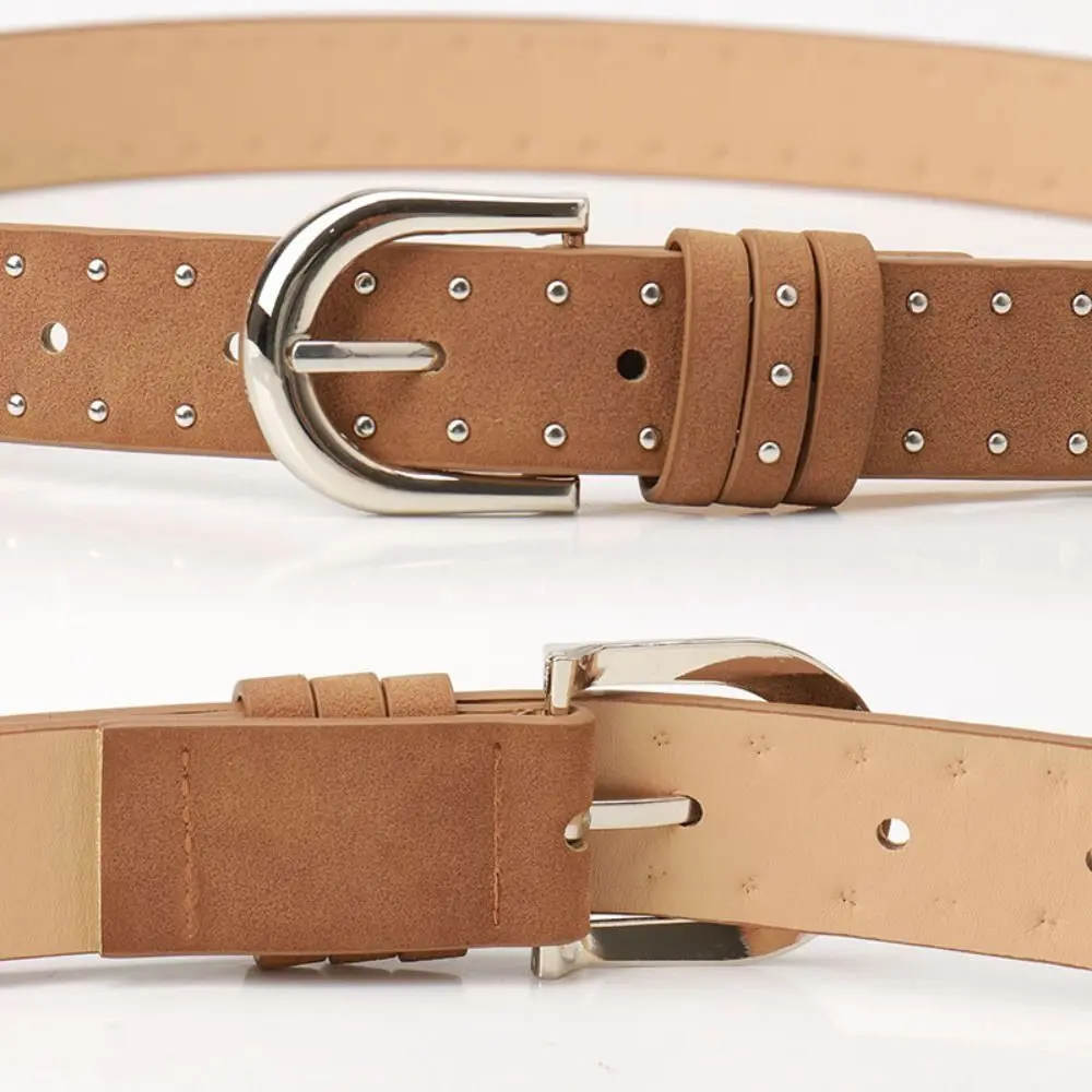 Retro Luxury Design Suede Leather Belt Trendy Casual Punk Rivet Belt Versatile Trouser Dress Belts Women Fashion