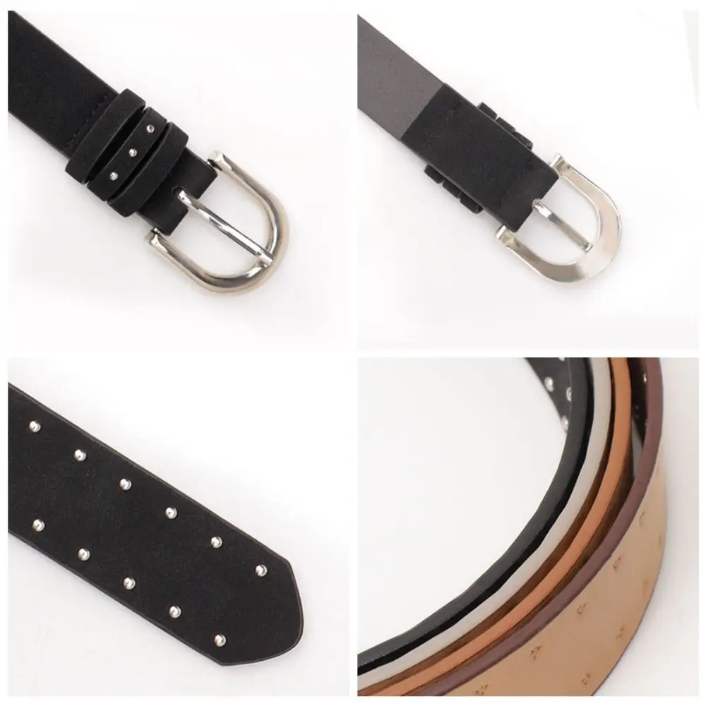 Retro Luxury Design Suede Leather Belt Trendy Casual Punk Rivet Belt Versatile Trouser Dress Belts Women Fashion