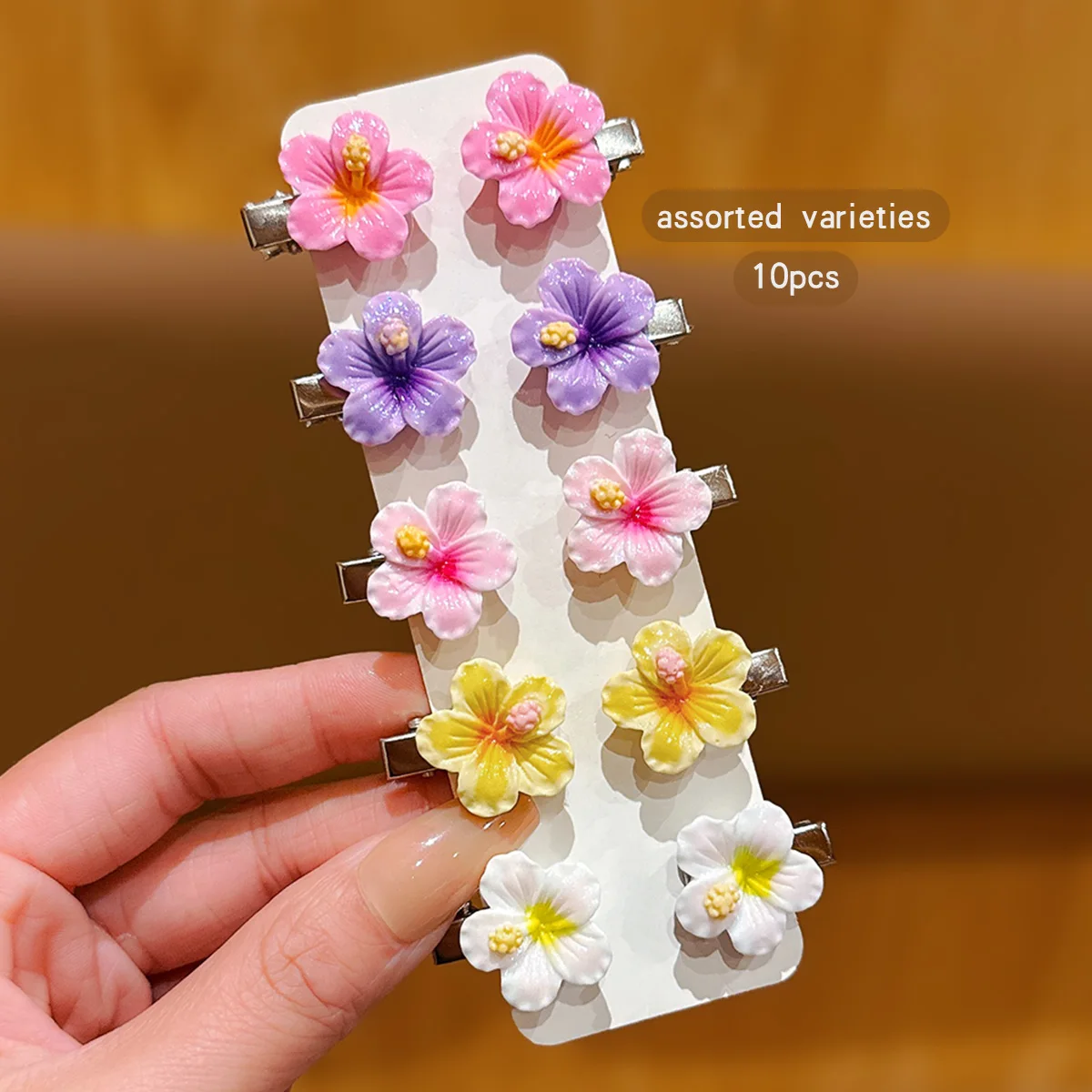 10 colorful random sweet floral hair clips suitable for daily use as hair accessories