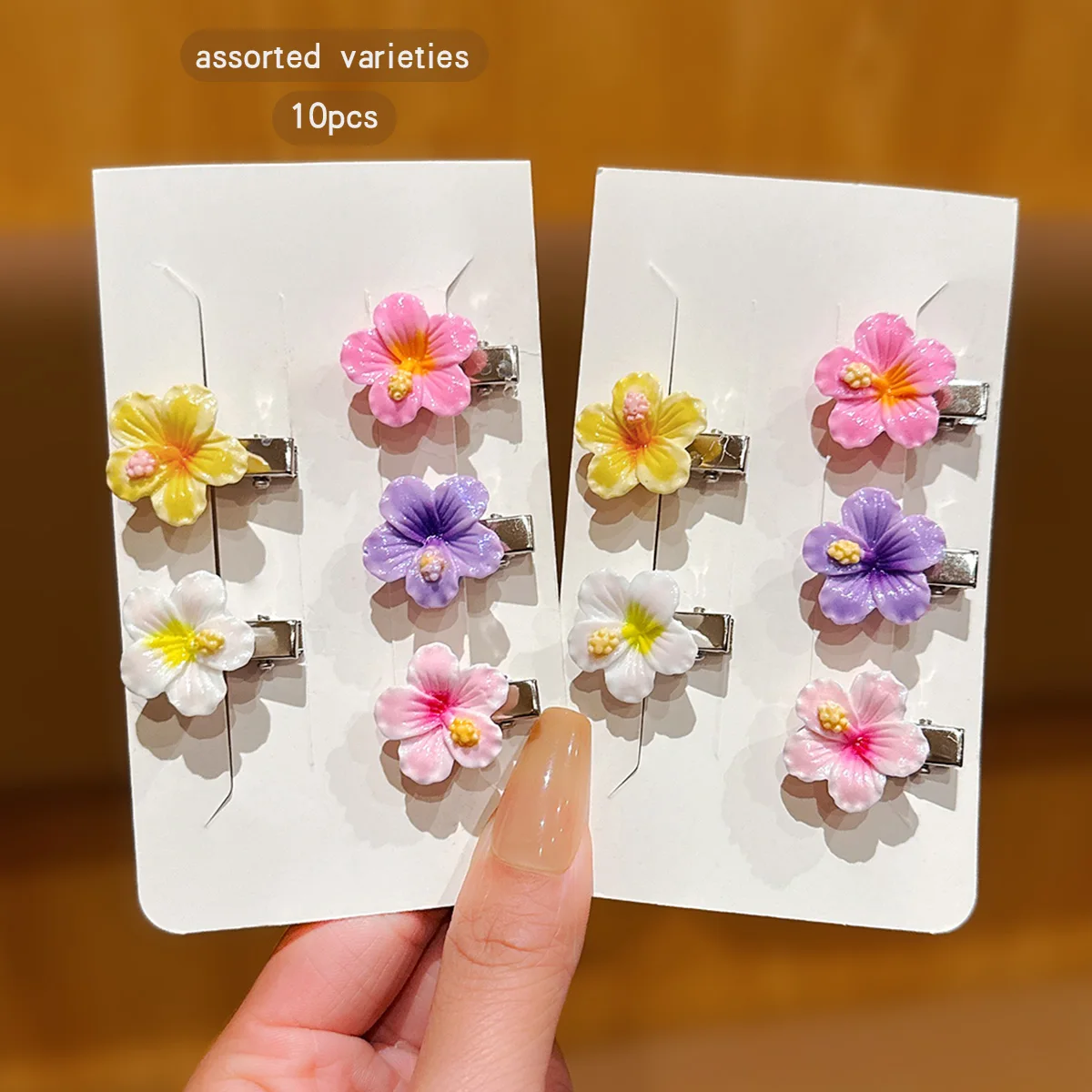 10 colorful random sweet floral hair clips suitable for daily use as hair accessories