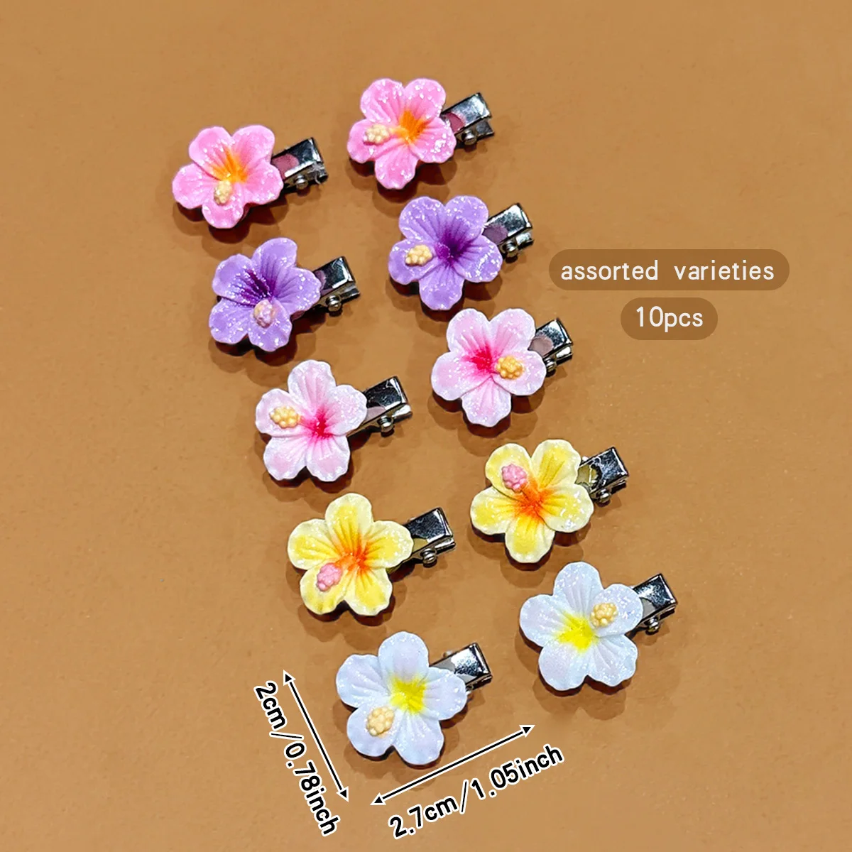 10 colorful random sweet floral hair clips suitable for daily use as hair accessories