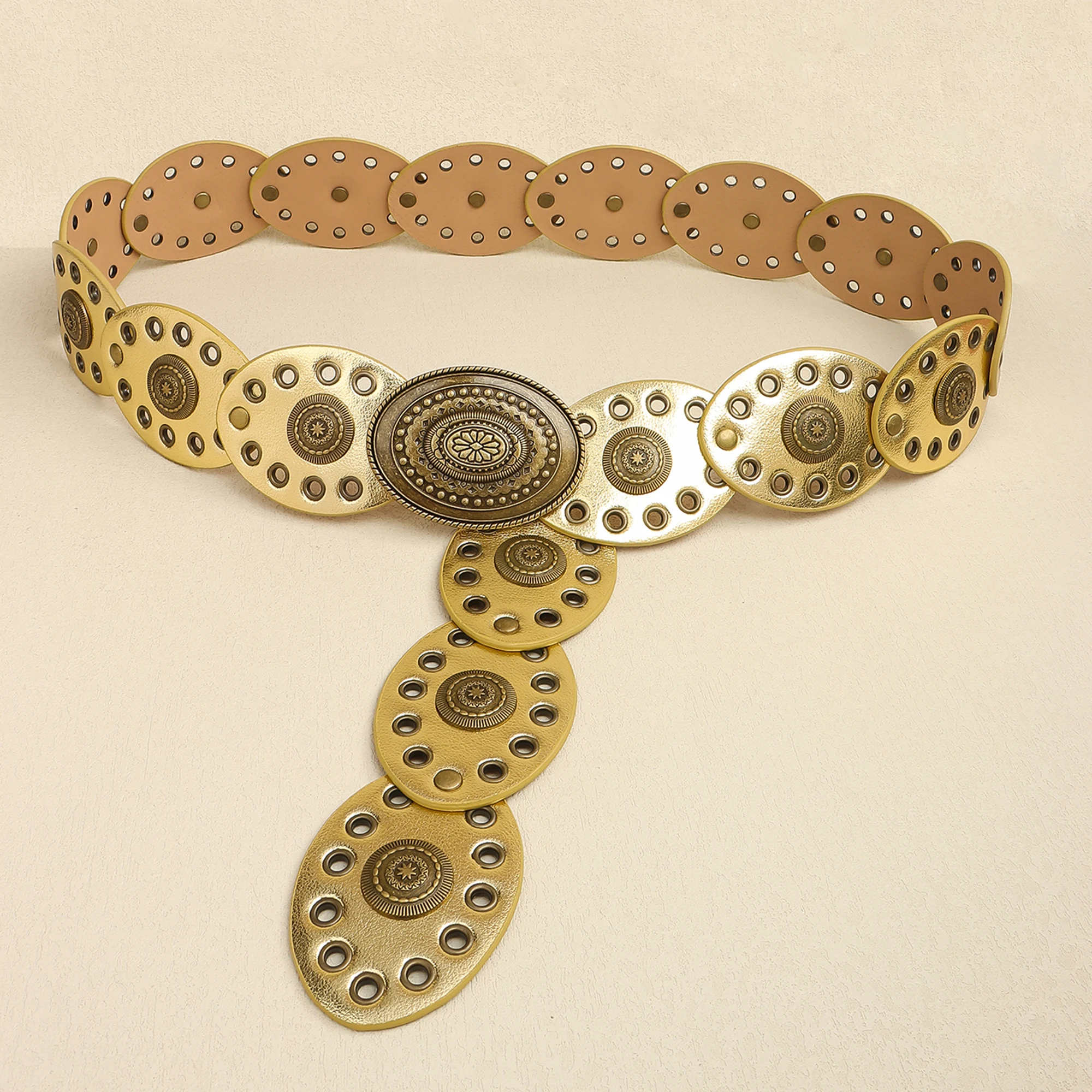 The new Bohemian casual small disc fashion high sense belt for women embellished with skirt pants belt
