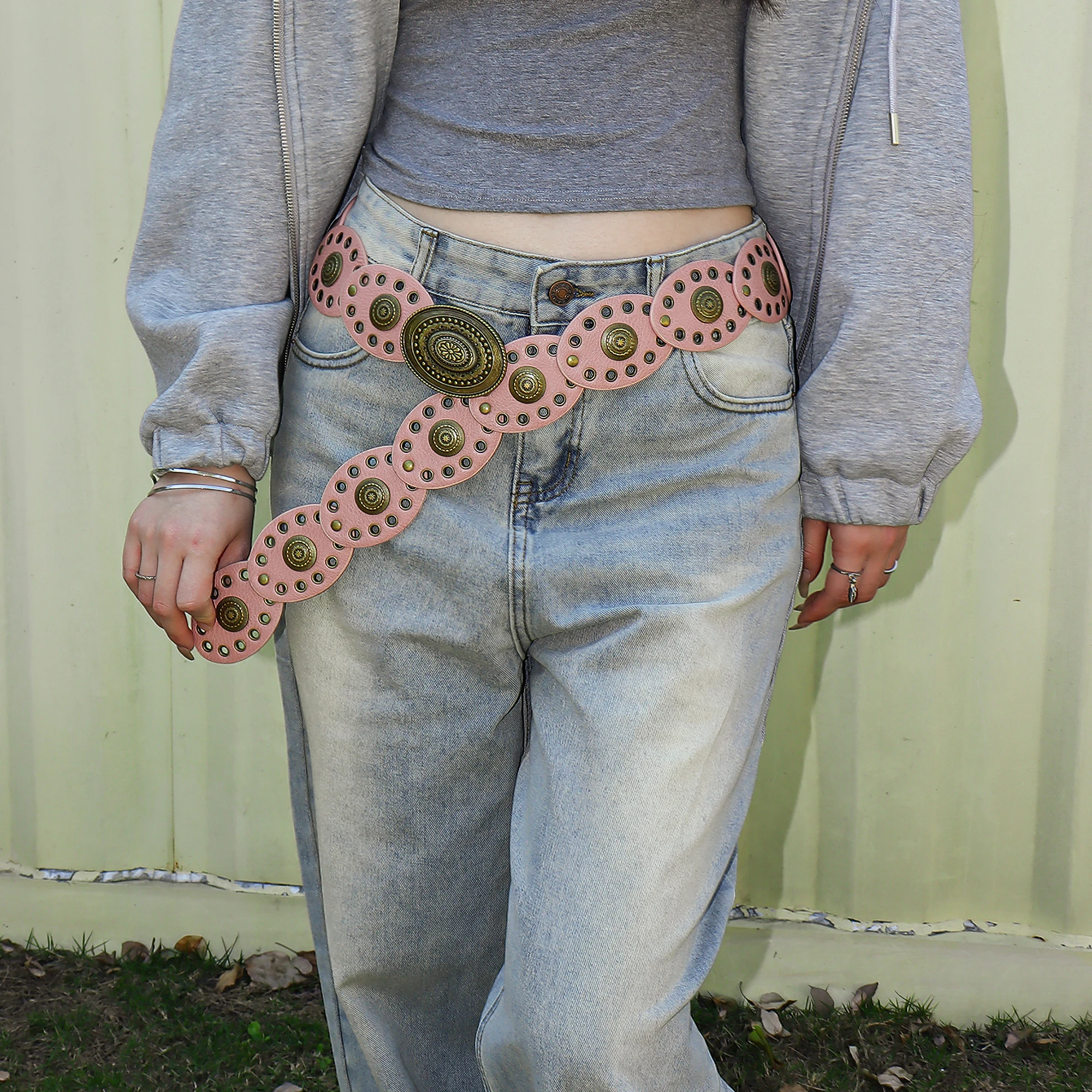 The new Bohemian casual small disc fashion high sense belt for women embellished with skirt pants belt