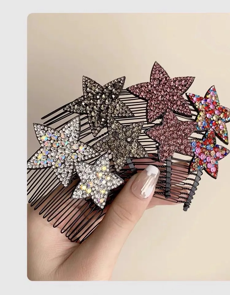 New Korean Fashion Rhinestone Pentagram Hair Comb New Headwear Hair Clip Headwear Girls Women Hair Accessories