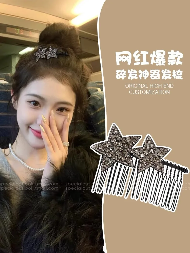 New Korean Fashion Rhinestone Pentagram Hair Comb New Headwear Hair Clip Headwear Girls Women Hair Accessories