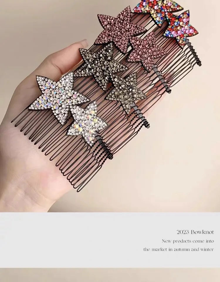 New Korean Fashion Rhinestone Pentagram Hair Comb New Headwear Hair Clip Headwear Girls Women Hair Accessories