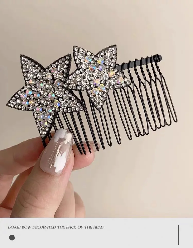 New Korean Fashion Rhinestone Pentagram Hair Comb New Headwear Hair Clip Headwear Girls Women Hair Accessories