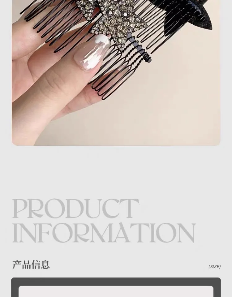 New Korean Fashion Rhinestone Pentagram Hair Comb New Headwear Hair Clip Headwear Girls Women Hair Accessories