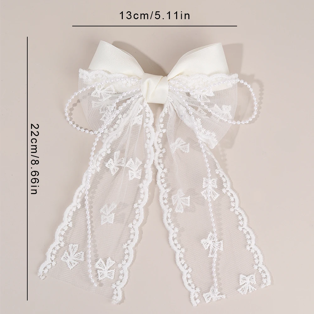 Tulle Bow Hair Clip Sweet Mesh Chiffon Patchwork Bownot Hairpin Elegant Pearl Beads Barrette Girls Women Headdress Accessories