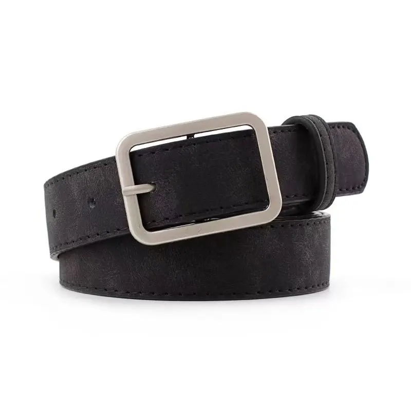 Summer Women's Retro Frosted Belt, Silver Square Needle, Versatile, Trendy, Fashionable, Personalized Decorative Waist