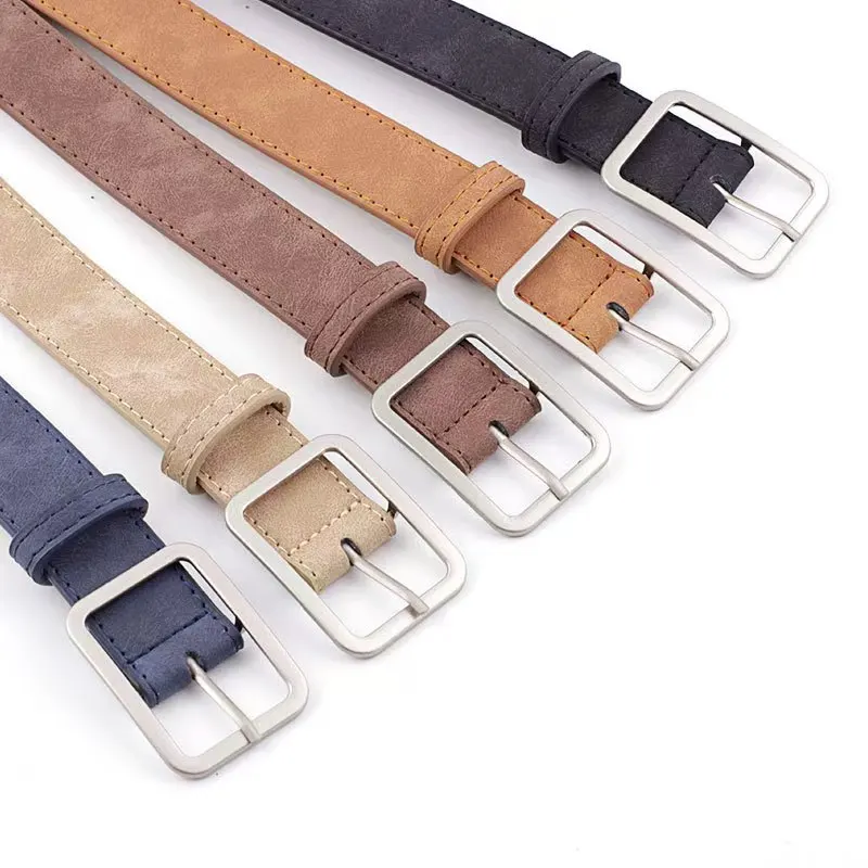 Summer Women's Retro Frosted Belt, Silver Square Needle, Versatile, Trendy, Fashionable, Personalized Decorative Waist