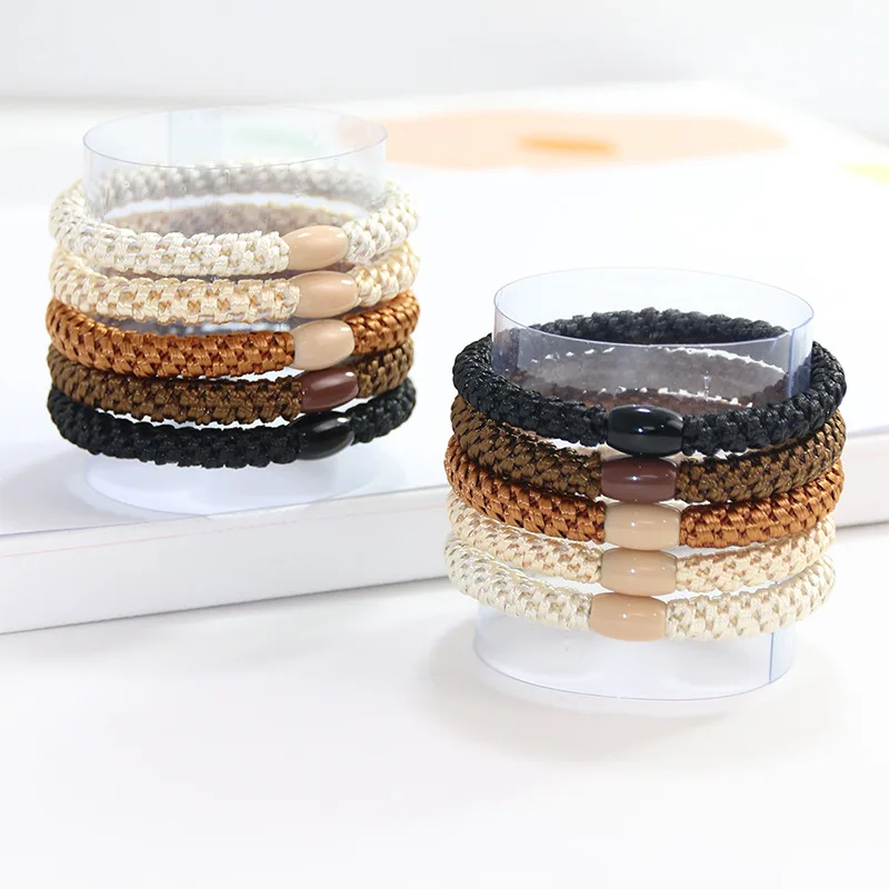 5pc Europe and America Good High Elasticity Hair Ties Rope Scrunchies for Women Men Girls Ponytail Holder Hair Accessories