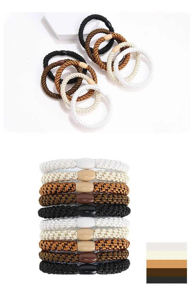 5pc Europe and America Good High Elasticity Hair Ties Rope Scrunchies for Women Men Girls Ponytail Holder Hair Accessories